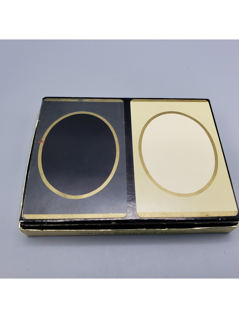 Vintage Royale Playing Cards Double Deck in Box Black Gold Oval Portrait Heines